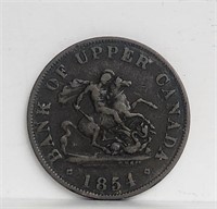 1854 Bank of Upper Canada Token ½ Penny