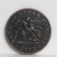1857 Bank of Upper Canada Token ½ Penny