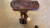 Resin Deer Stand & wooden carved clock