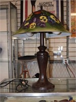 Reverse Painted Pansy Shade Table Lamp