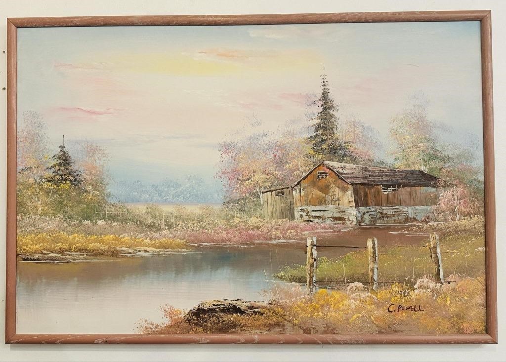 Beautiful Framed C Powell Oil Painting