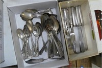 2 boxes silverplate flatware - some as is