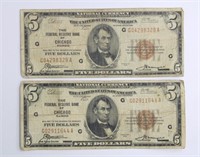 (2) 1929 $5 FEDERAL RESERVE NOTES