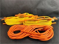 2 Yellow Extension Cords w Holders and 1 Orange