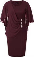 Hanna Nikole Women's Chiffon Cape Sleeve Dress Pls