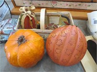 basket of fall decor pumpkins nice