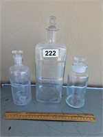3 Apothecary Jars w/ Stoppers