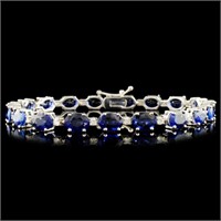 14K Gold 21.43ct Sapphire & 0.66ctw Diamond Bracel