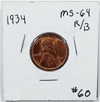 1934  Lincoln Cent   MS-64 R/B