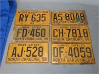 6 Vintage NC Car Tags