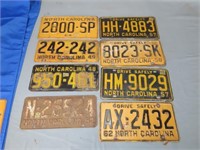 8 Vintage NC Car Tags