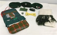 Girl Scout Items, Three Green Wool Berets