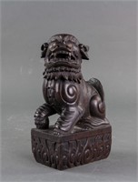 Chinese Qing Period Zitan Wood Carved Lion Statue