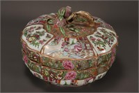 Large Cantonese Porcelain Box and Cover,