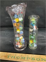 2 vases of marbles