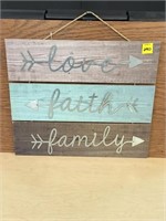 15"x13" Love Faith Family Sign