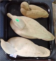 3 UNPAINTED WOOD DUCK DECOYS