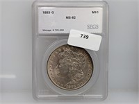 SEGS 1883-O MS62 90% Silver Morgan $1 Dollar