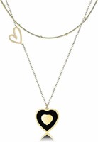 14k Gold-pl. Black Heart Motif Layered Necklace