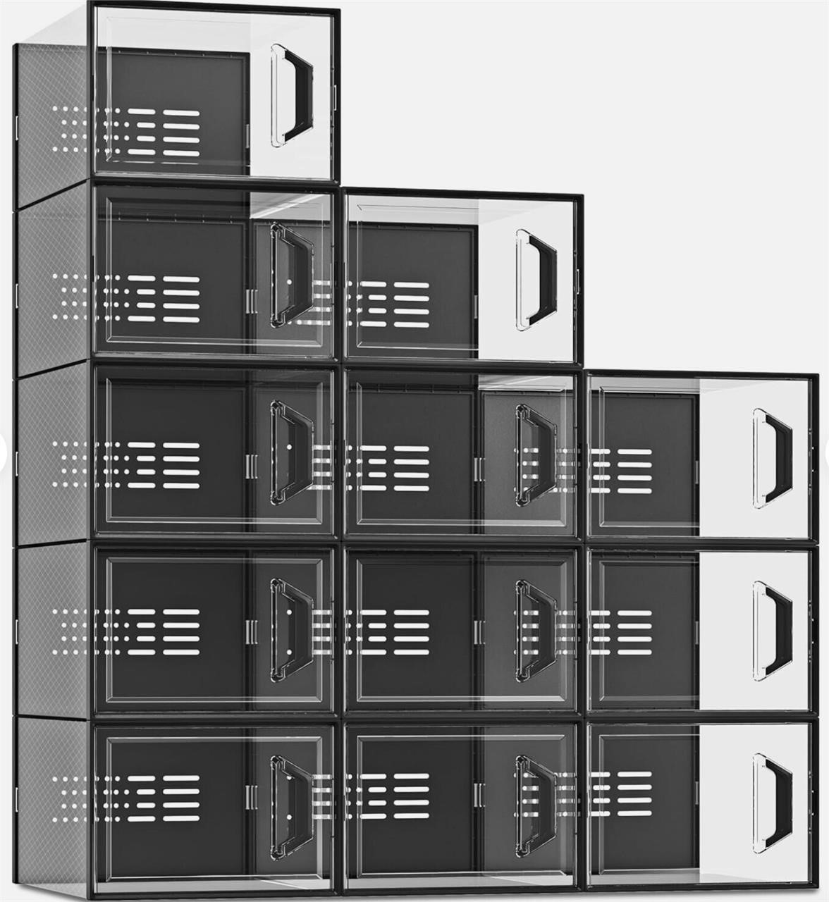 QTY2- 12 Cube Shoe Closet Organizer XX-Large BLACK