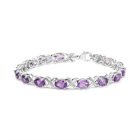 Sterling Silver Oval Amethyst & Diamond X-Link Bra