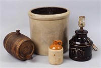 Pottery Crocks and "Milk Jug" Lamp