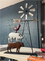 30''TX18''L4''W WINDMILL WITH COW CHICKEN PIG