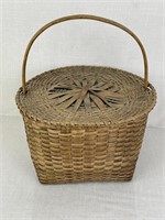 Antique Covered Native American Split Ash Basket