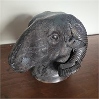 Cast Metal Ram Head Hangs on Wall.  Cool!