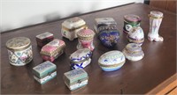 Lot of 15 Porcelain Painted Trinket Boxes 1.5" - 3
