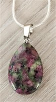 Natural Ruby &Zoisite Teardrop Gemstone Necklace