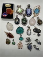 Stone Gems Pendants & 1 Pendant with Earrings