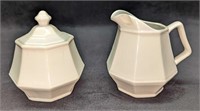 Vintage White Ceramic Creamer And Sugar Bowl
