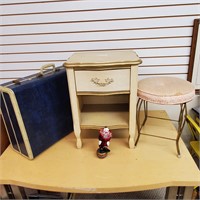 Nightstand, Stool, Suitcase, Clown Doll