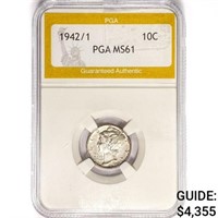 1942/1 Mercury Silver Dime PGA MS61