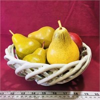 Pottery Bowl Filled With Decorative Fruit