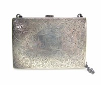 STERLING SILVER PURSE/CLUTCH W/ CHAIN