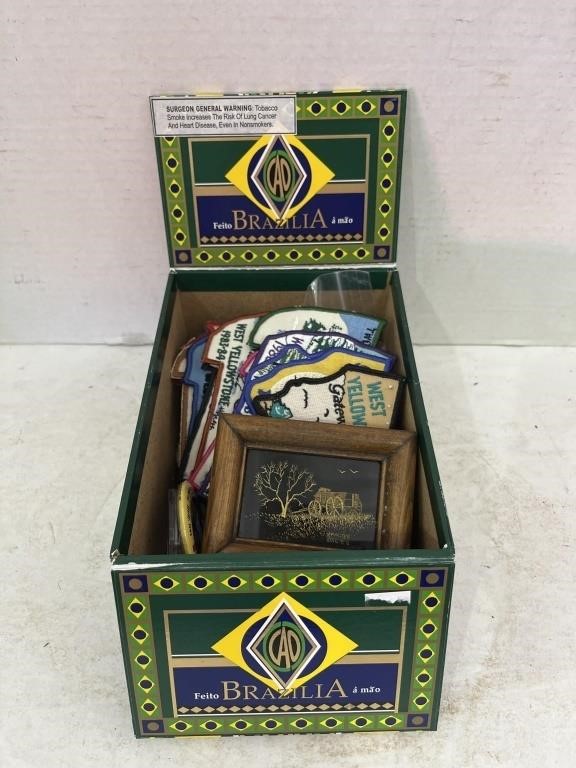 Cigar Box with Badges and Pins