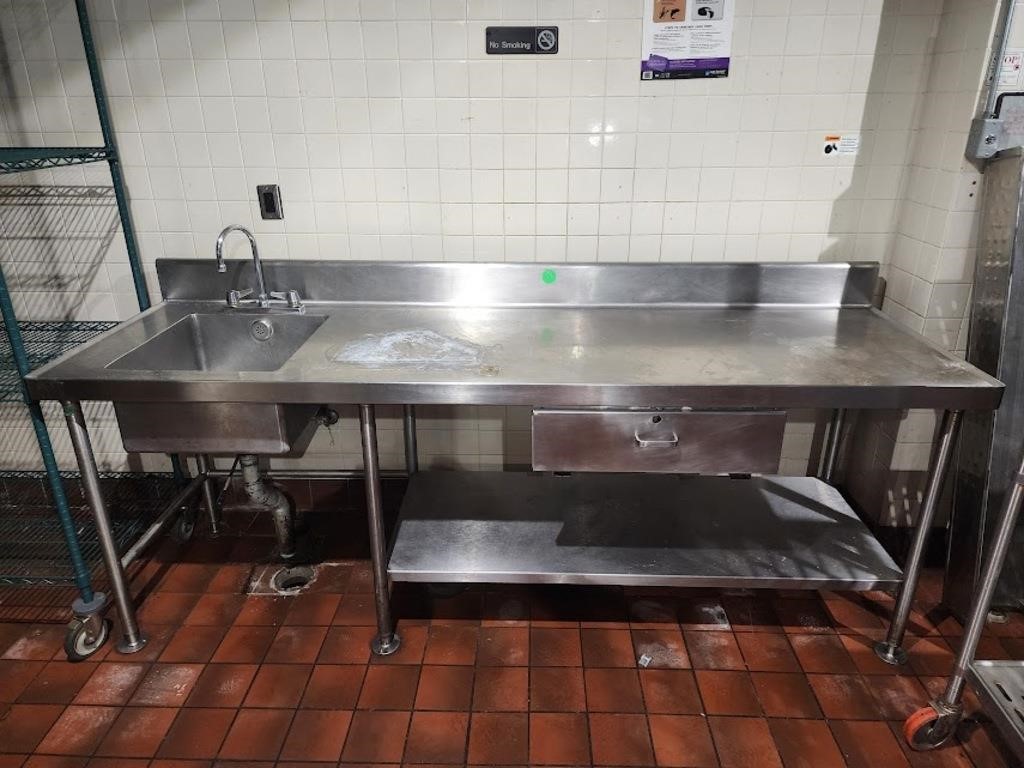 SS SINK WITH COUNTER & 1 DRAWER 96" X 30"