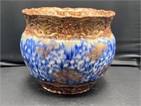 Vintage gold and blue tone JARDINIERE planter