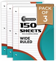 SEALED-3-Pack Rosmonde Wide Ruled Paper