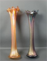 (2) Fenton Mid Size Fine Rib Swung Vases
