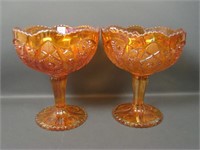 Two Imperial I.G. Marigold Large Octagon Compotes