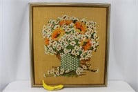 Vintage Groovy Floral Crewel Art