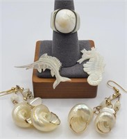 Vintage Seashell Carved Jewelry
