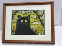 Framed Maud Lewis Decorative Art - Black Cat