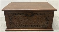 Antique Carved Front Wood Chest