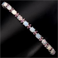 Natural Opal Rhodolite Garnet 60.86 Cts  Bracelet