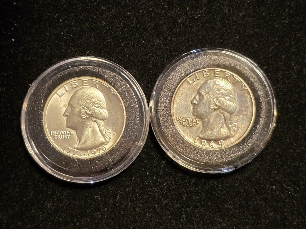 1969S & 1976S Washington Quarters (2)