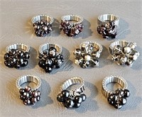 Stretch Band Rings w/ Stone Bead Dangles -jewelry